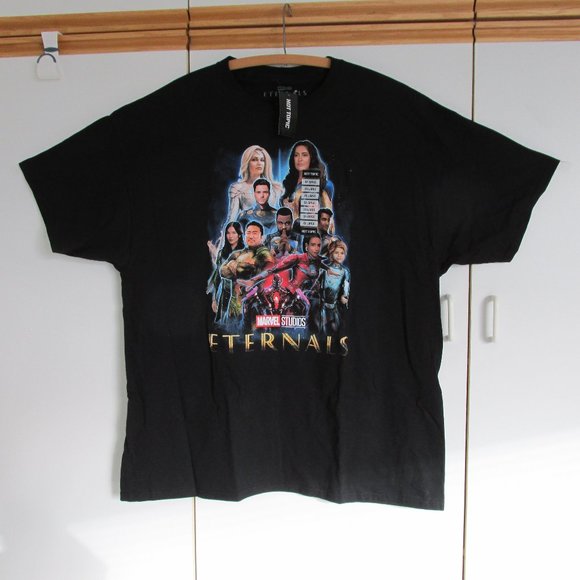 Eternals Movie-Poster Hot Topic Men’s Black Marvel Superhero T-Shirt Size XXL - Picture 1 of 5